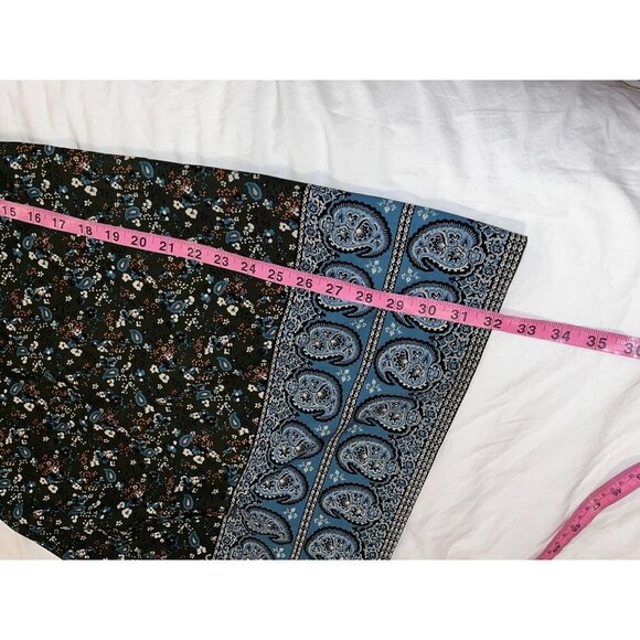 Abercrombie & Fitch Black & Blue Floral Long Sleeve Tunic Border Women's Dress S - Picture 8 of 10